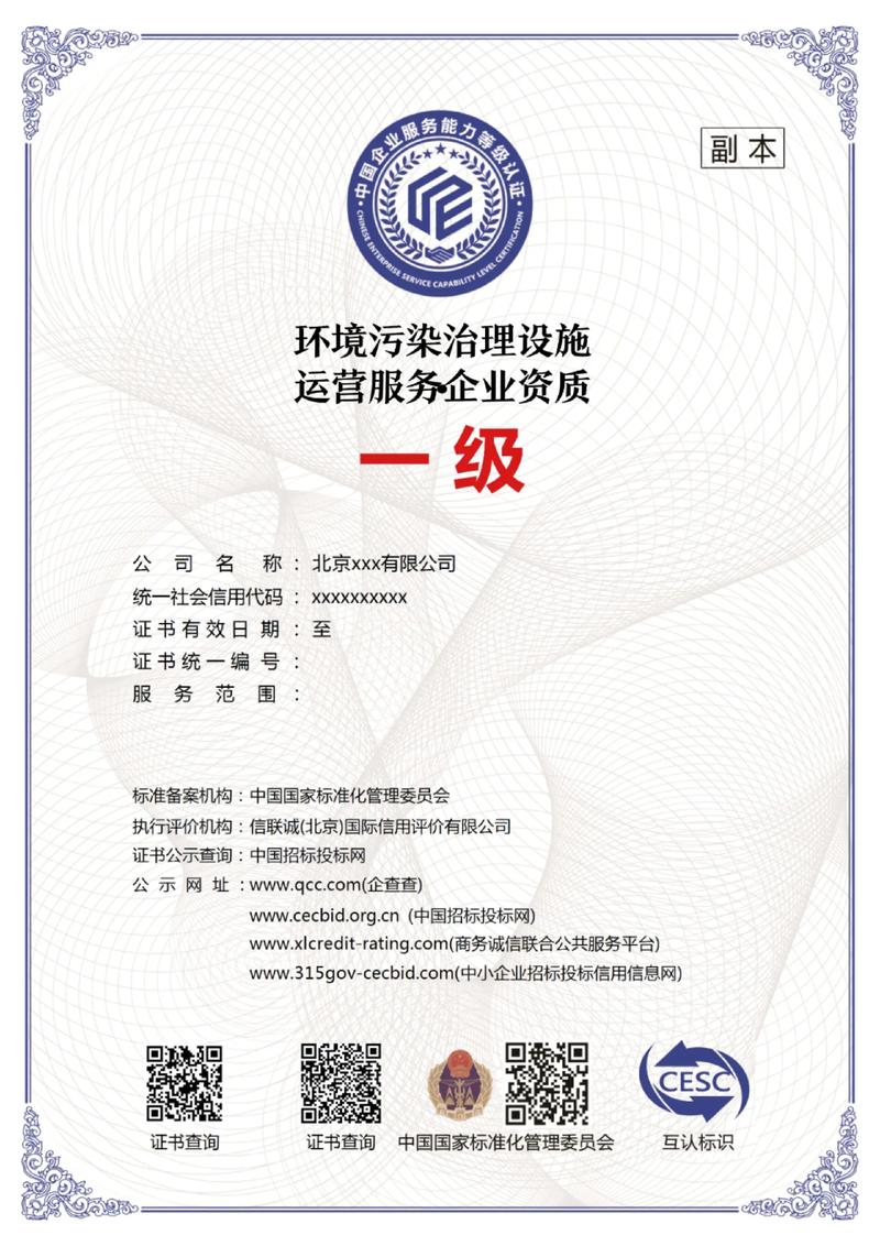 环境污染治理设施运营服务企业一级证书 推动绿色发展的引擎